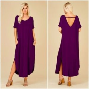jackie // peek a boo back jersey maxi dress purple